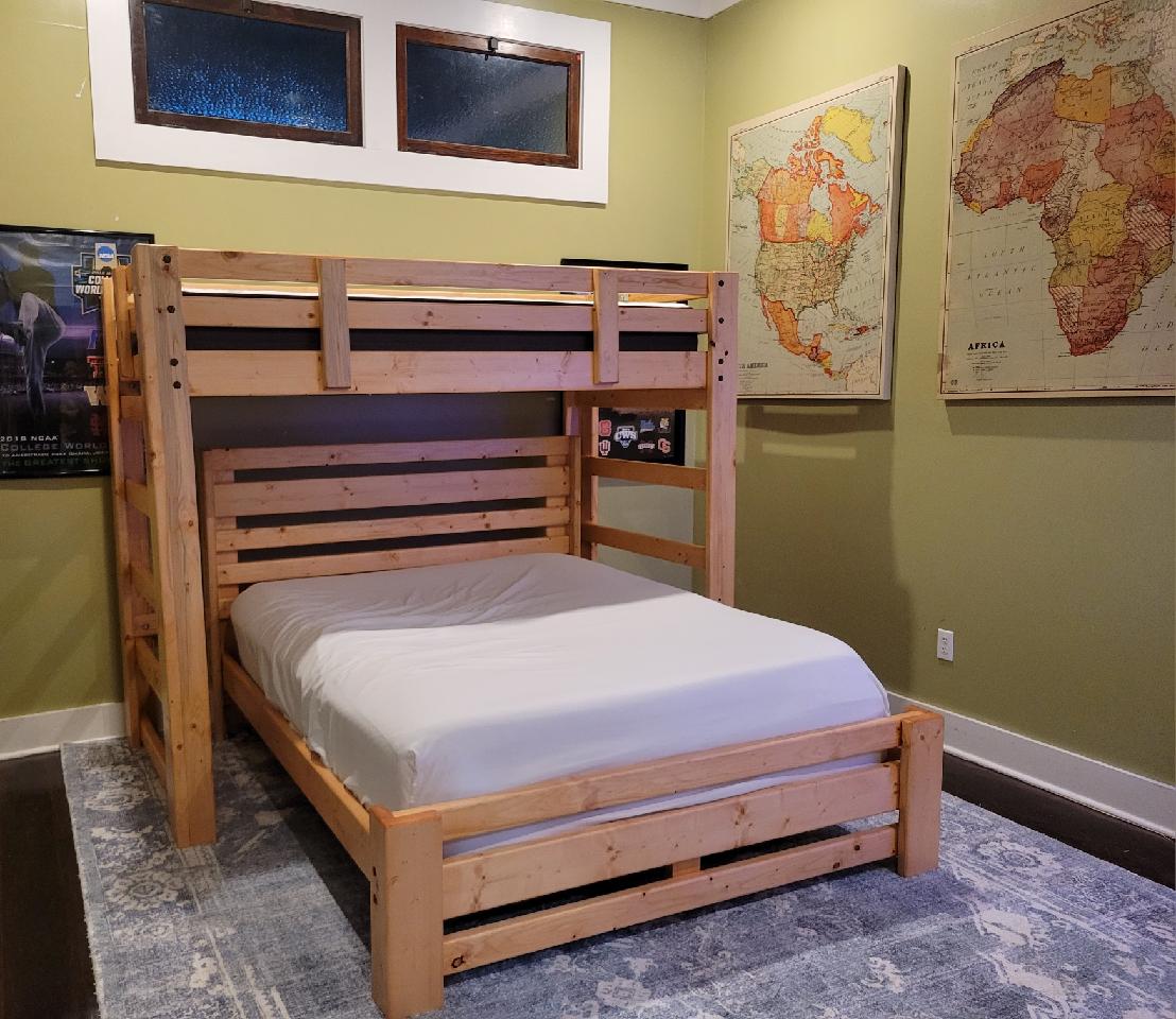 T-Shape Solid Wood Bunk Bed