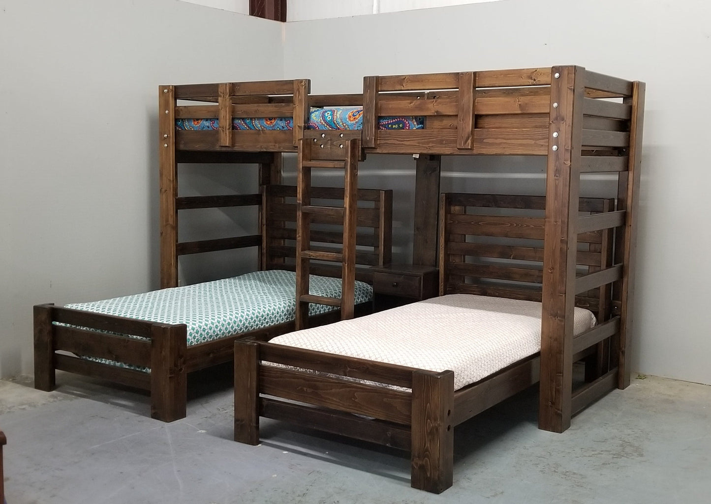 Hat Trick Triple T-Shape Bunk w/ 2 Plank Beds