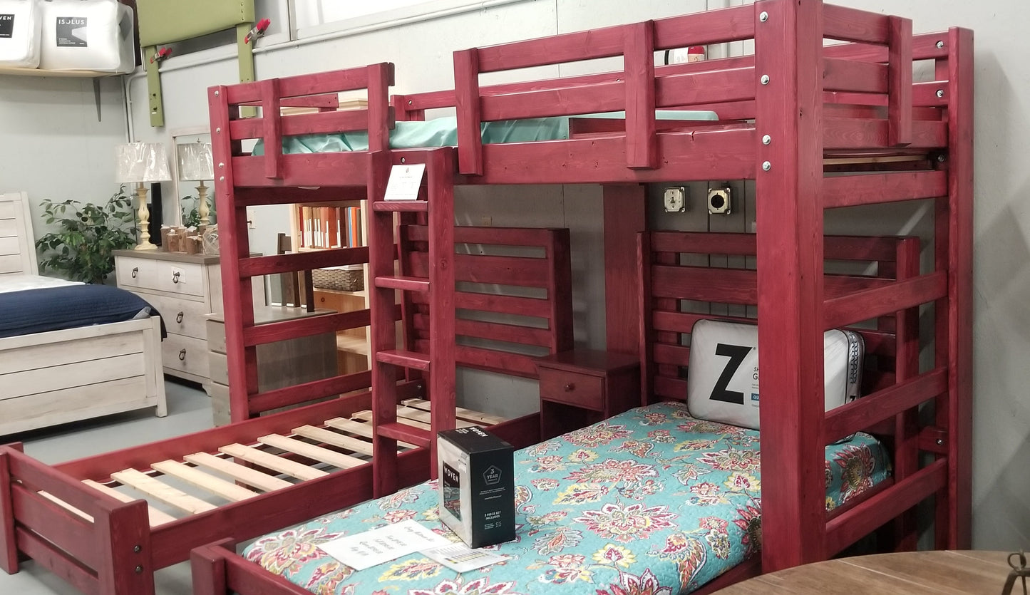 Hat Trick Triple T-Shape Bunk w/ 2 Plank Beds