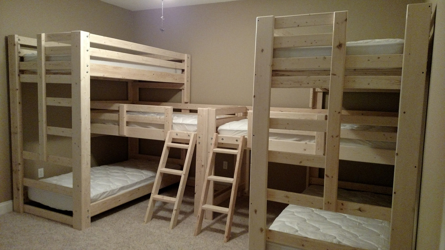 Triple T-Shape Style Bunk Bed